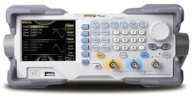 Rigol DG1022Z  Generador arbitrario de funciones de 25MHz, 2 canales. Velocidad de muestreo de 200MS a/seg, 2Mpts en forma arbitraria, interface LAN y USB