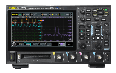 Rigol DHO924S, Osciloscopio Digital 4 Canales, 250MHz, resolucion de 12 bits, 1.25 GSa/s de muestreo, 50Mpts, incluye generador AFG y graficador BODE