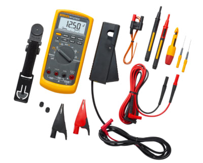 Fluke 88-5/A KIT, Multimetro automotriz combo Kit, incluye sonda inductiva, sonda de temperatura, colgador magnetico, accesorios para puntas de prueba y meletin de transporte