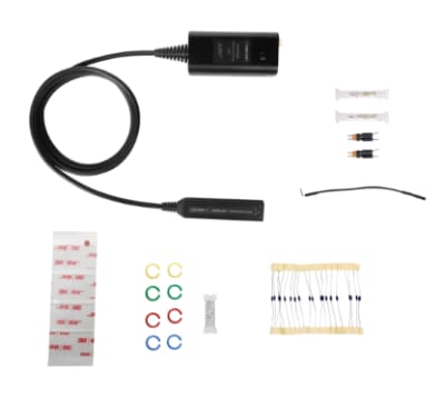 Siglent SAP5-KIT Incluye 20 resistencias de cable, 1 cable de tierra de 10 cm, 1 metro de hilo de plata, 2 puntas giratorias, 5 puntas rectas, 5 puntas pogo, 1 juego de anillos de colores y 10 piezas de cinta de doble cara 3M