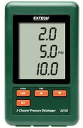 Extech SD750-NISTL - Registrador de datos de presión de 3 canales Registra datos en la tarjeta SD en formato Excel con Certificado NIST