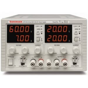 Sorensen XPF 60-20DP Fuente de poder DC 840 W, Dos salidas de 0-60 V, 0-20A salida regulada, entrada de CA de 115 V (opción para 230V). Con puertos de comunicación LAN, RS232 y GPIB