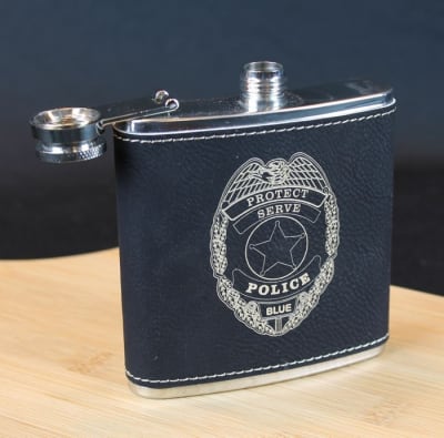 Engraved Police Badge Flask