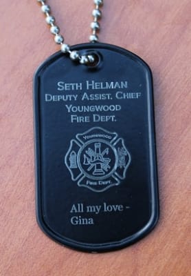 Fireman's Dog Tag in Black