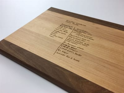 Get Grandma's favorite handwritten recipe engraved on a cutting board