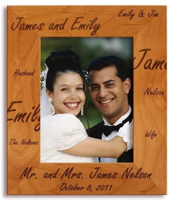 Engraved Wood Picture Frame Wedding Present image