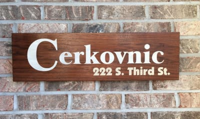 Walnut Address Sign Engraved and Color-Filled