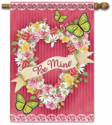 Floral Heart Wreath House Flag