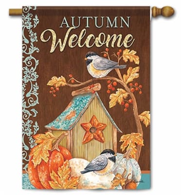 Chickadee Birdhouse Decorative House Flag
