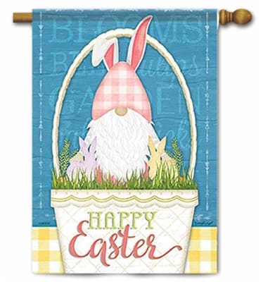 Happy Easter Gnome Decorative House Flag