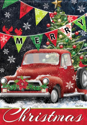 Red Truck Christmas Garden Flag