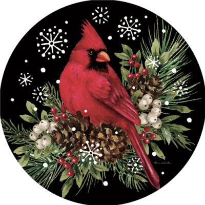 Cardinal Pine Cones Accent Magnet