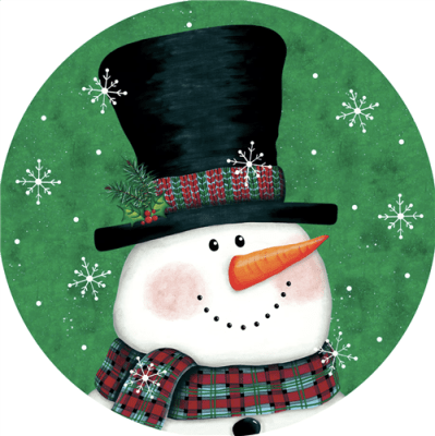 Snowman on Green Accent Magnet