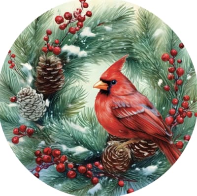 Cardinal Wreath Accent Magnet