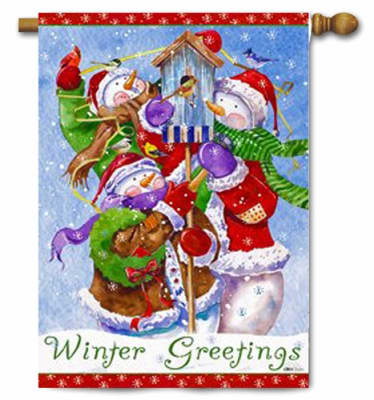 Snowmen Trio Decorative House Flag