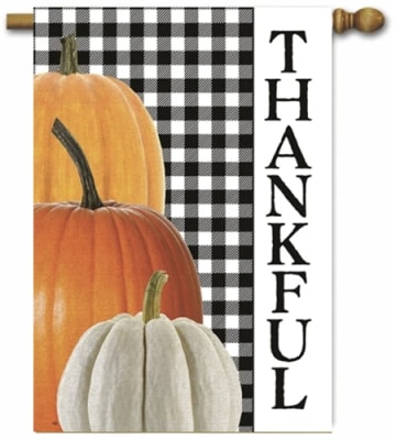 Gingham Thankful Decorative House Flag