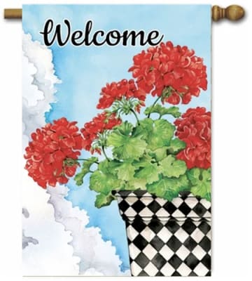 Potted Geranium Decorative House Flag