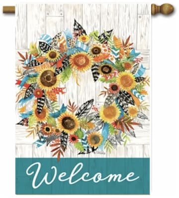 Fall Feather Wreath Decorative House Flag