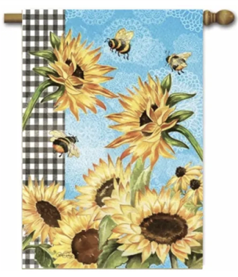 Sunflowers & Bees Decorative House Flag