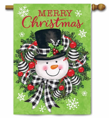 Snowman Wreath Decorative House Flag