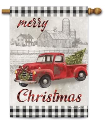 Christmas Truck Decorative House Flag