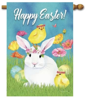 Floral Bunny and Chick Decorative House Flag