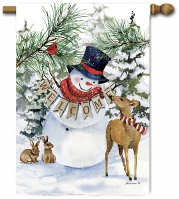 Deer Snowman Decorative House Flag