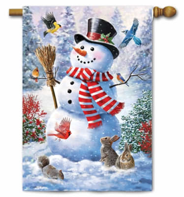 Snowman & Birds Decorative House Flag
