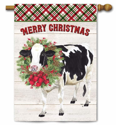 Merry Christmas Cow Decorative House Flag