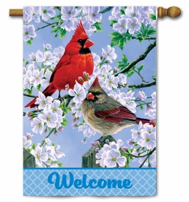 Cardinal Couple  Decorative House Flag