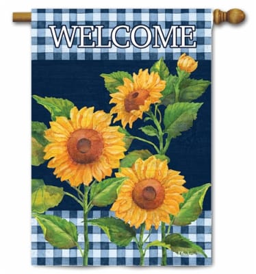 Sunflowers on Navy Blue Decorative House Flag