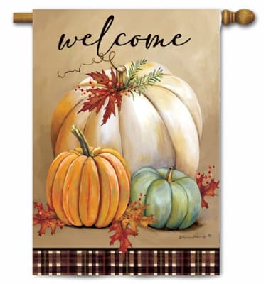 Pumpkin Trio Decorative House Flag