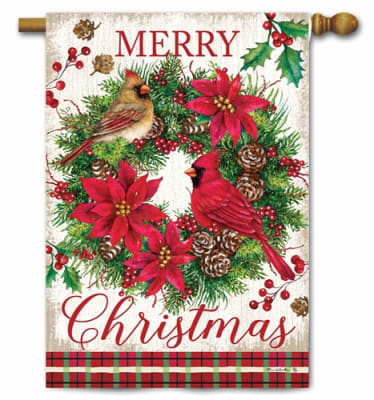 Cardinal Wreath Decorative House Flag