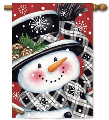 Black & Red Snowman Decorative House Flag