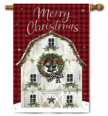 Christmas Barn Decorative House Flag
