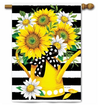Sunflower Watering Can Decorative House Flag
