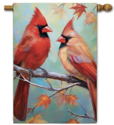 Cardinal Couple  Decorative House Flag
