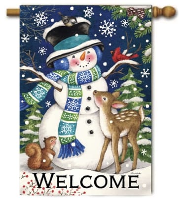 Woodland Snowman Decorative House Flag