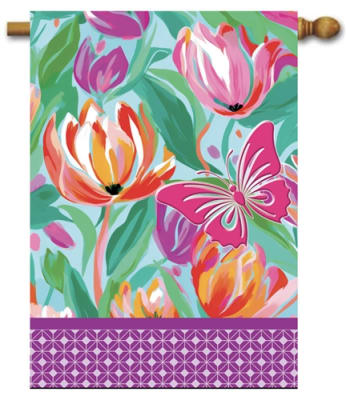 Vibrant Flowers Decorative House Flag