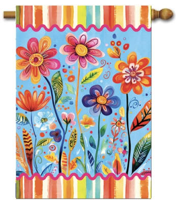 Funky Flowers Decorative House Flag
