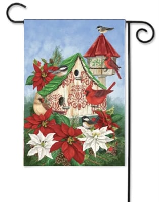 Christmas Birdhouse Decorative Garden Flag
