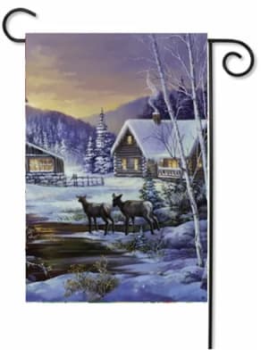 Winter Cabin Decorative Garden Flag