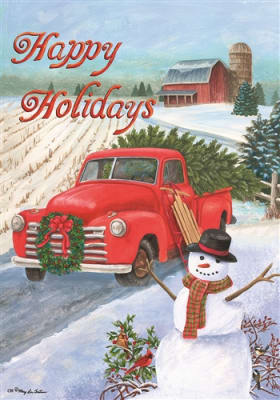 Christmas Truck Decorative Garden Flag