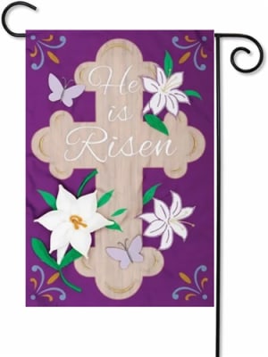 Cross & Lilies Applique Garden Flag