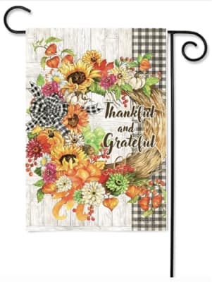 Thankful Wreath Decorative Garden Flag
