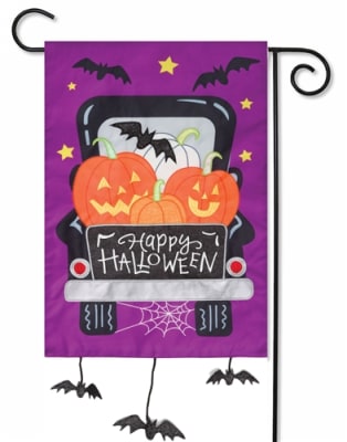 Halloween Truck Burlap Decorative Garden Flag