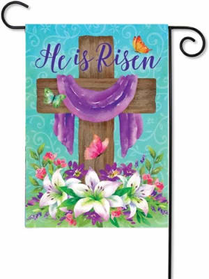 He Is Risen Cross Decorative Garden Flag