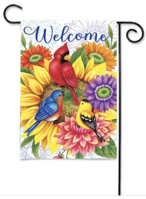 Birds and Flowers Decorative Garden Flag