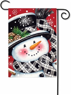 Black & Red Snowman Decorative Garden Flag
