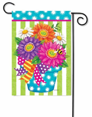 Gerbera Stripes Decorative Garden Flag